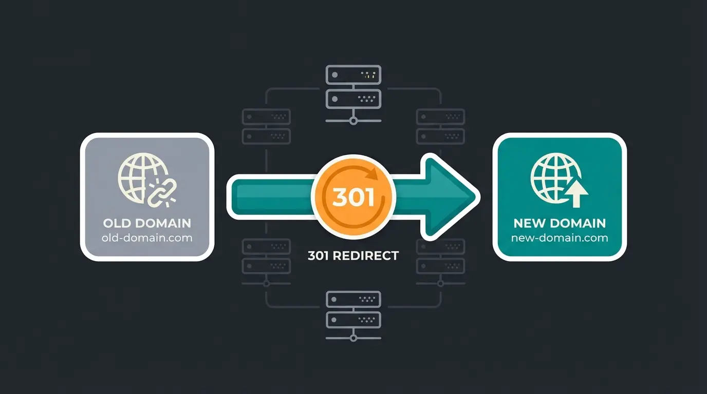 Diagramm einer 301-Weiterleitung beim Shopify Domain-Wechsel