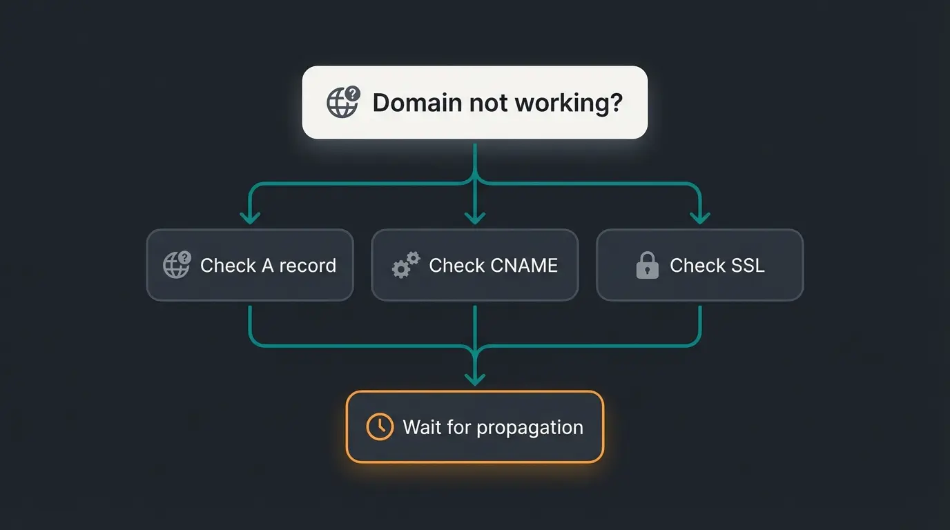 Troubleshooting flowchart for Shopify custom domain connection issues