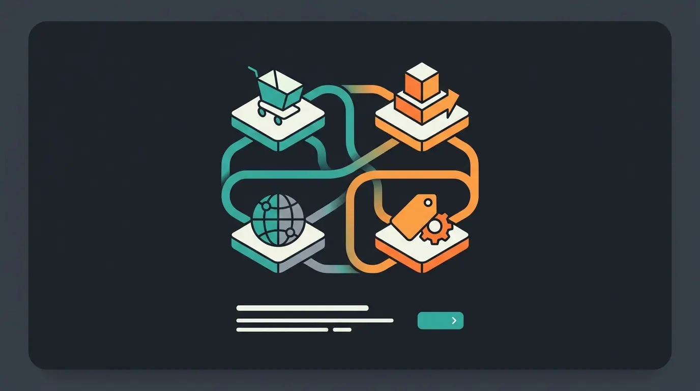 Abstract comparison of four major B2B ecommerce platforms showing different strengths and integration capabilities
