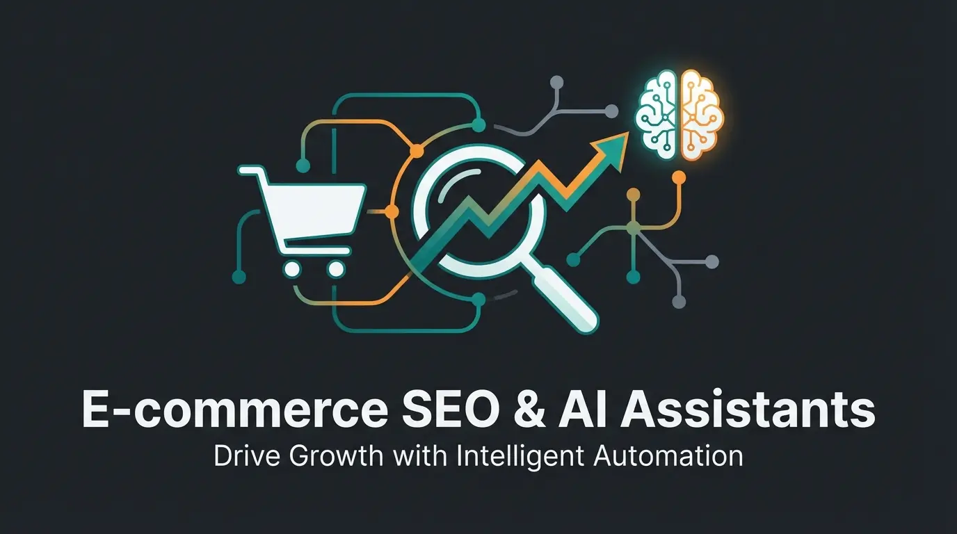 Shopware SEO optimization concept with AI consultation elements on dark background