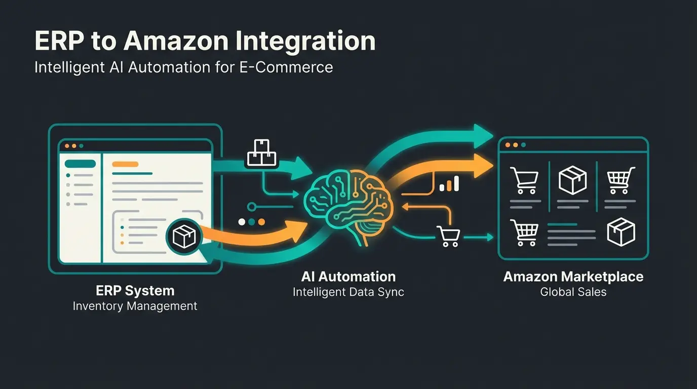 weclapp Amazon integration workflow showing automated logistics and AI-powered sales optimization