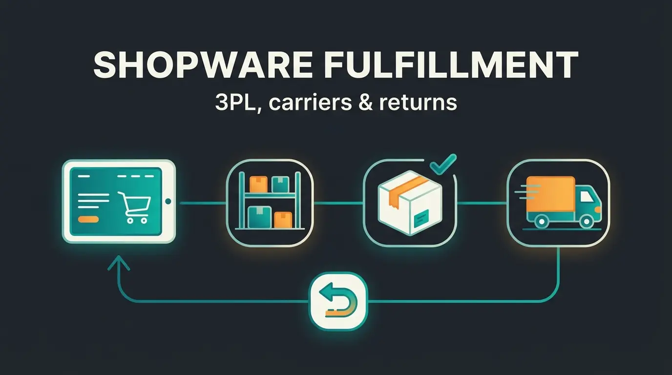 Diagram of the Shopware fulfillment flow from order to delivery and returns
