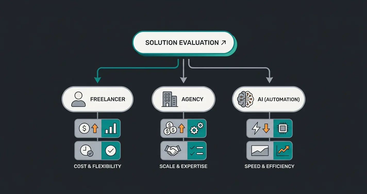 Entscheidungshilfe Shopware Programmierer finden: Freelancer, Agentur oder KI-Lösung im Vergleich