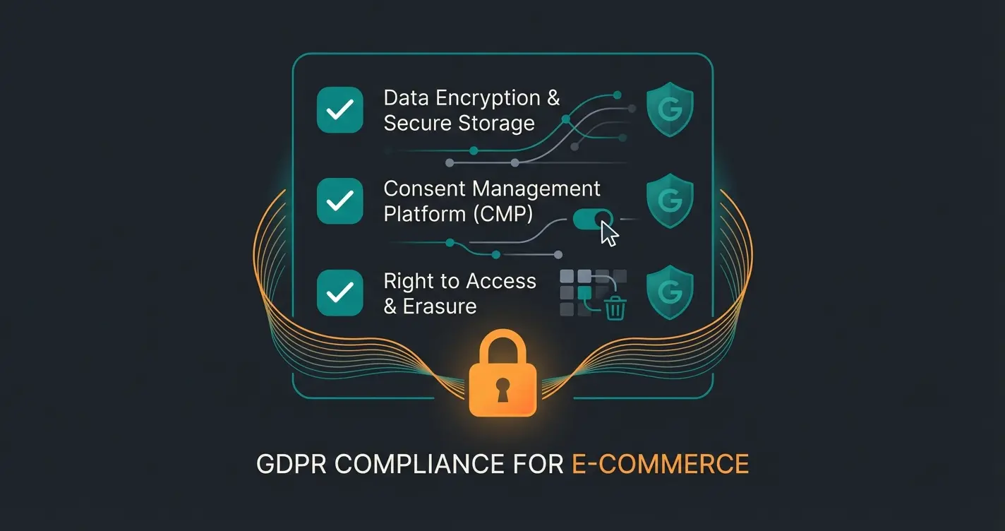 GDPR compliance checklist for Shopify stores with data protection icons
