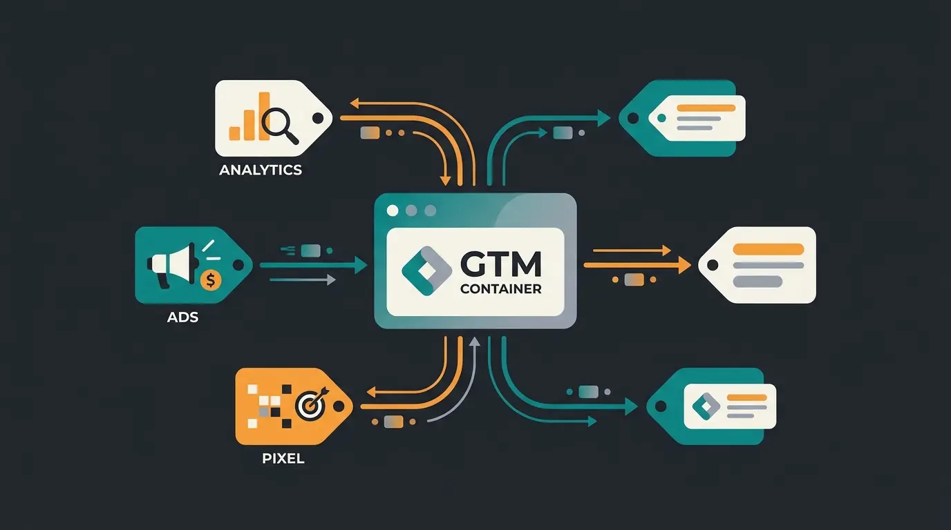 Google Tag Manager Container-Konzept: Ein Container verwaltet alle Tracking-Tags zentral