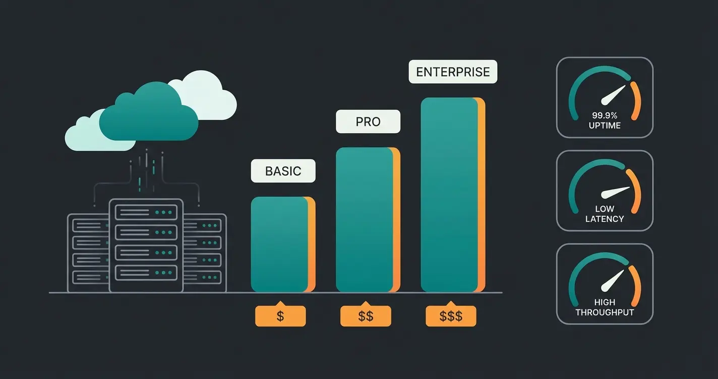 WooCommerce hosting cost comparison visualization showing four tiers from shared to dedicated hosting with cost ranges