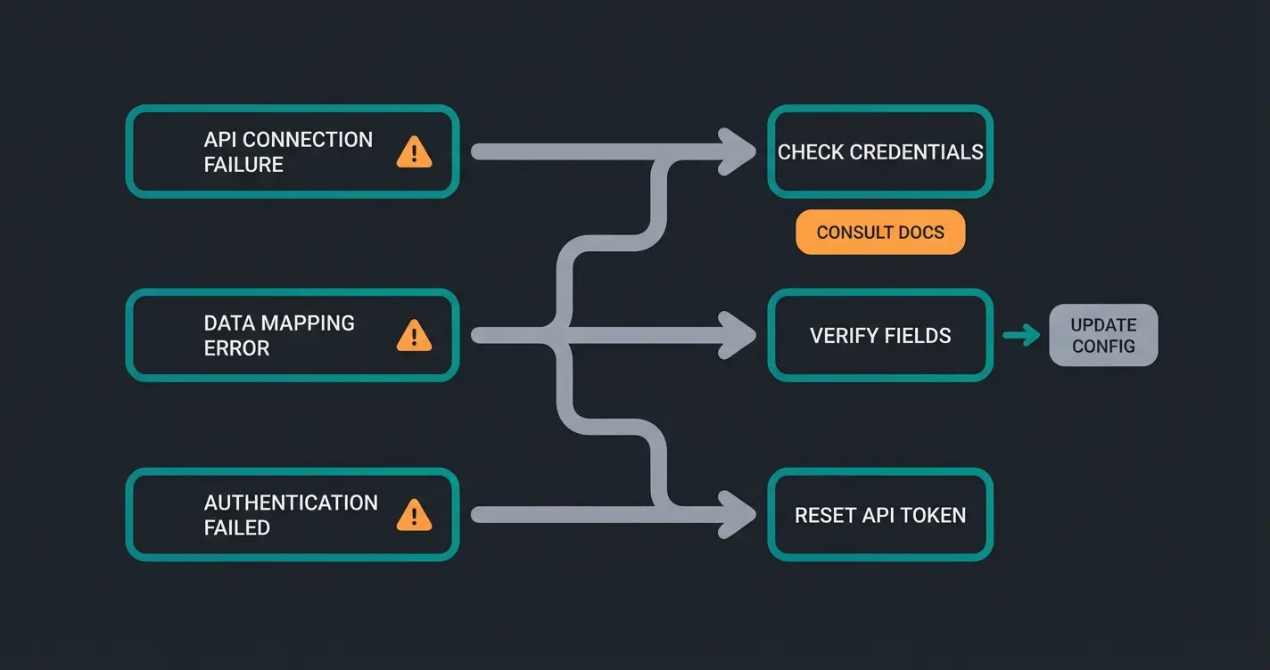 Shopify Amazon integration troubleshooting flowchart showing common sync problems and solutions