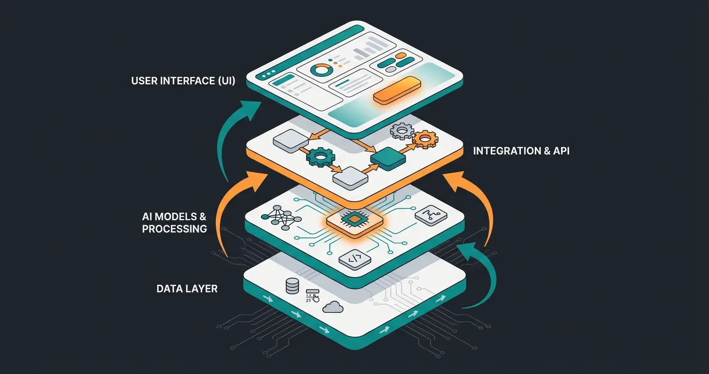 Diagram showing the layers of Conversational AI technology including NLP, NLU, and Machine Learning