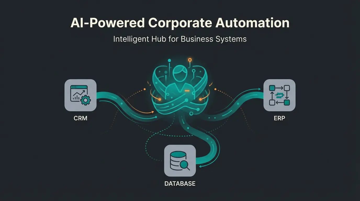 AI Worker concept illustration showing intelligent automation and business process orchestration