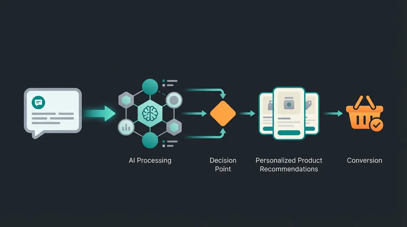 KI-Chatbot-Beratungsfluss mit Produktempfehlungen und Kaufabschluss