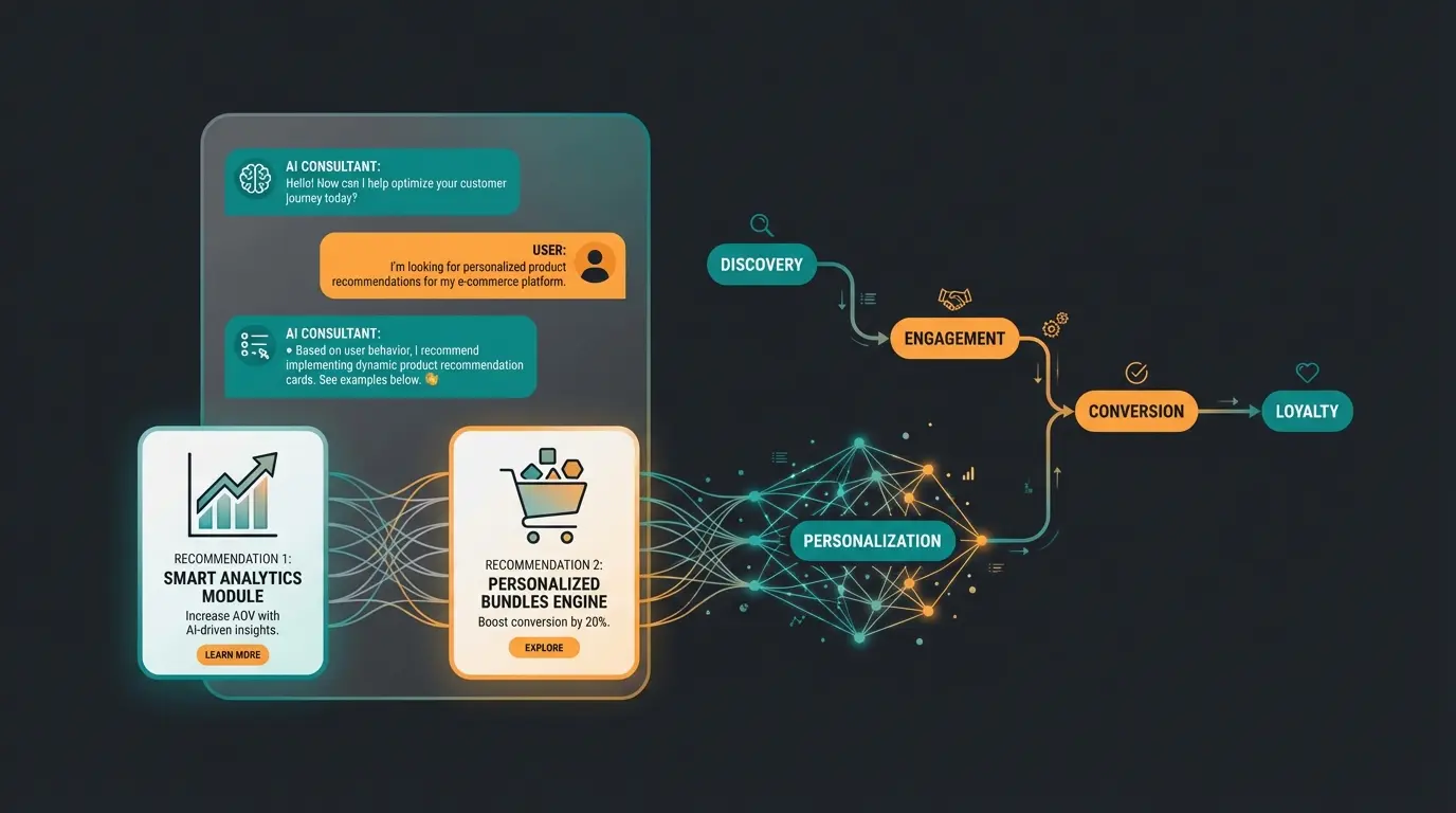 AI product consultation interface showing personalized customer guidance on Shopify store