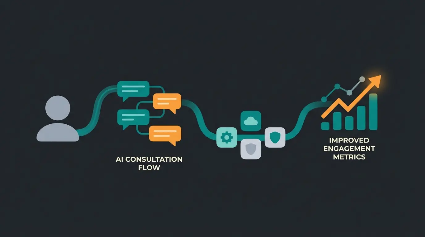 AI product consultation workflow showing user interaction and SEO benefits