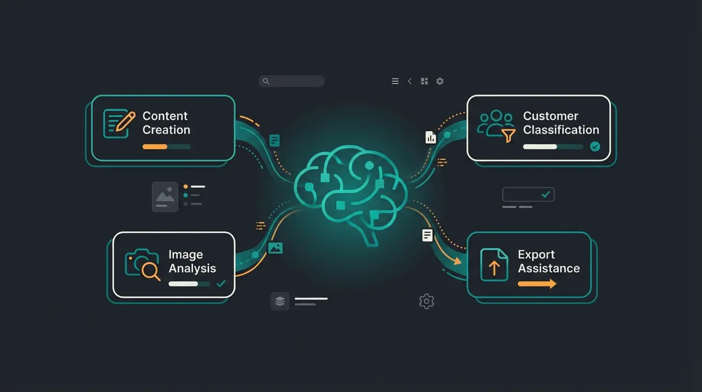 Shopware AI Copilot features showing content creation and customer classification capabilities