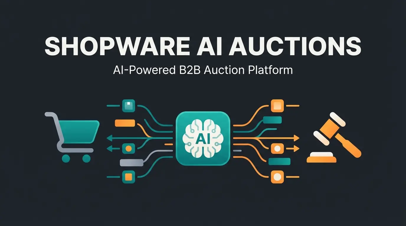 Magento eBay integration concept showing data synchronization between platforms with AI enhancement layer