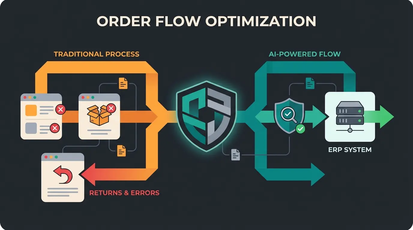 KI-Schutzschild-Konzept für die Auftragsabwicklung mit zwei Pfaden