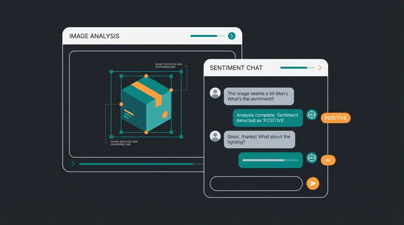 Visualization of data labeling interface showing bounding boxes and text tags
