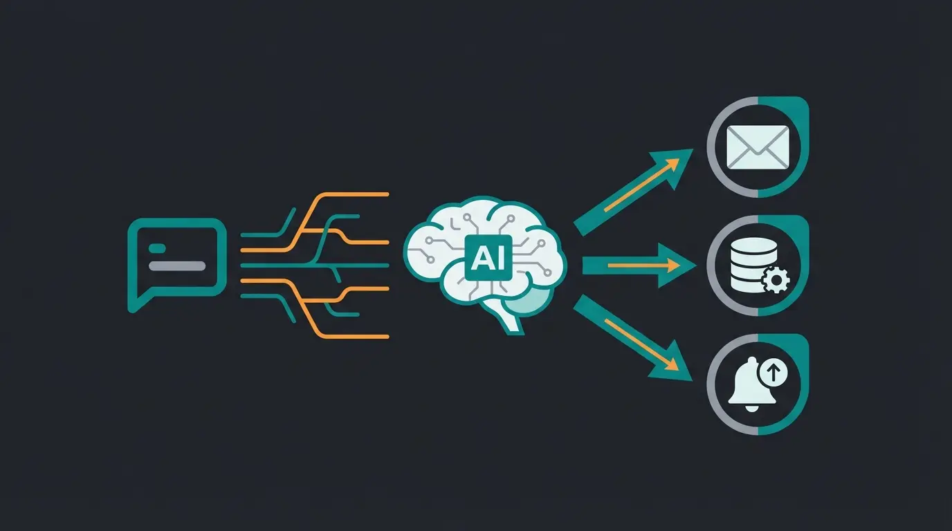 AI-powered customer routing workflow diagram showing chat analysis and automated segmentation