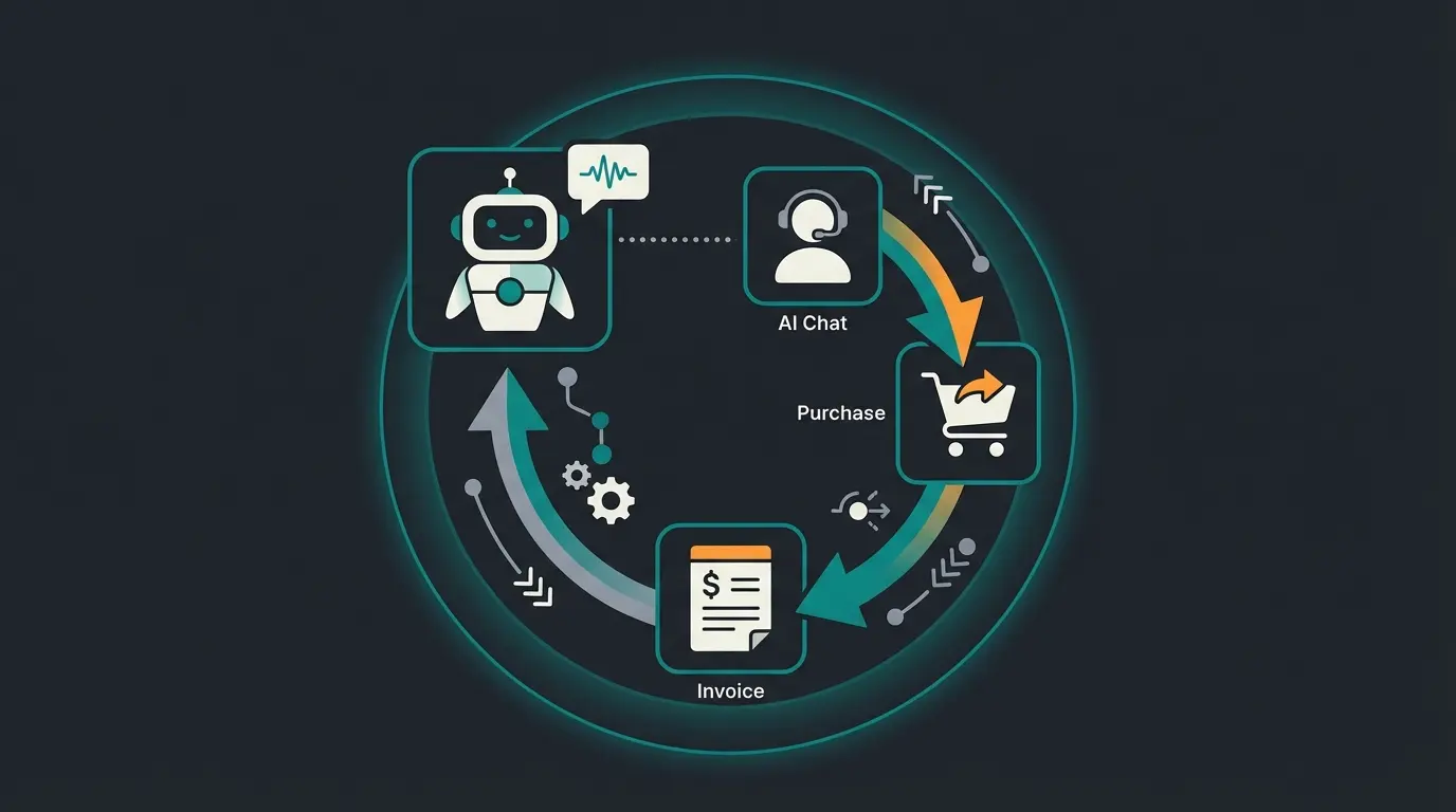 Self-running shop automation workflow from AI consultation to sevDesk invoicing
