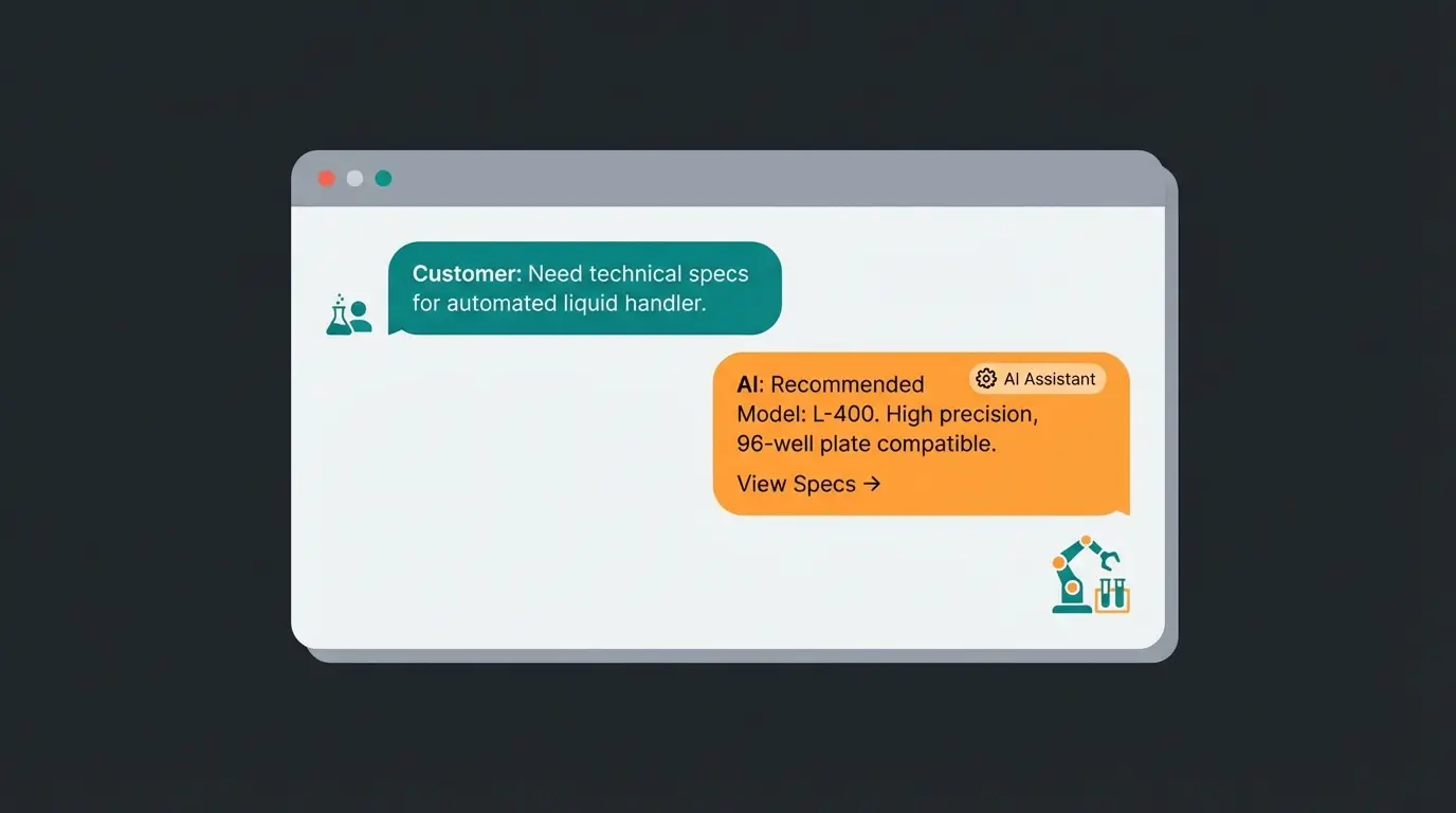 KI-Produktberater Interface für technischen B2B-Shop mit Laborartikeln