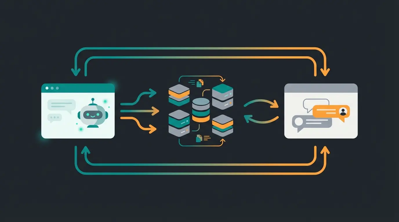 Diagram showing AI chatbot connected to product feed and PIM system