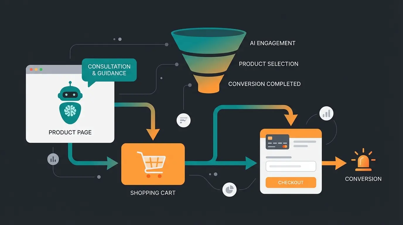 AI product consultation flow diagram showing data collection before checkout