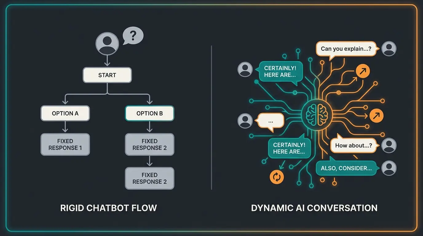Vergleich zwischen regelbasiertem Chatbot und KI-Chatbot in der Kundeninteraktion