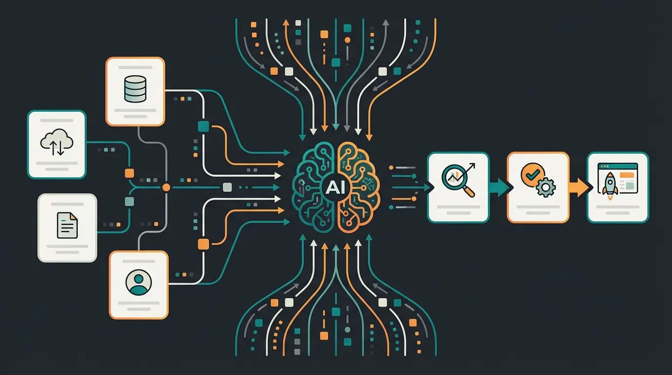 Symbolische Darstellung des KI-Trainingsprozesses mit Datenströmen