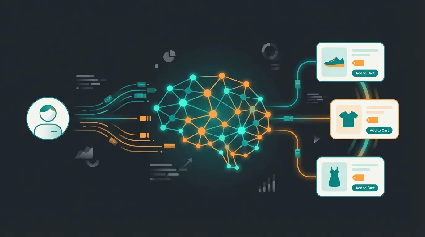 AI-enhanced Shopify Flow workflow connecting customer data to intelligent recommendations