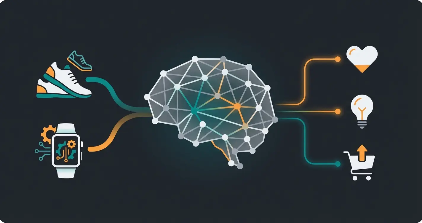 Abstract digital representation of AI analyzing product data