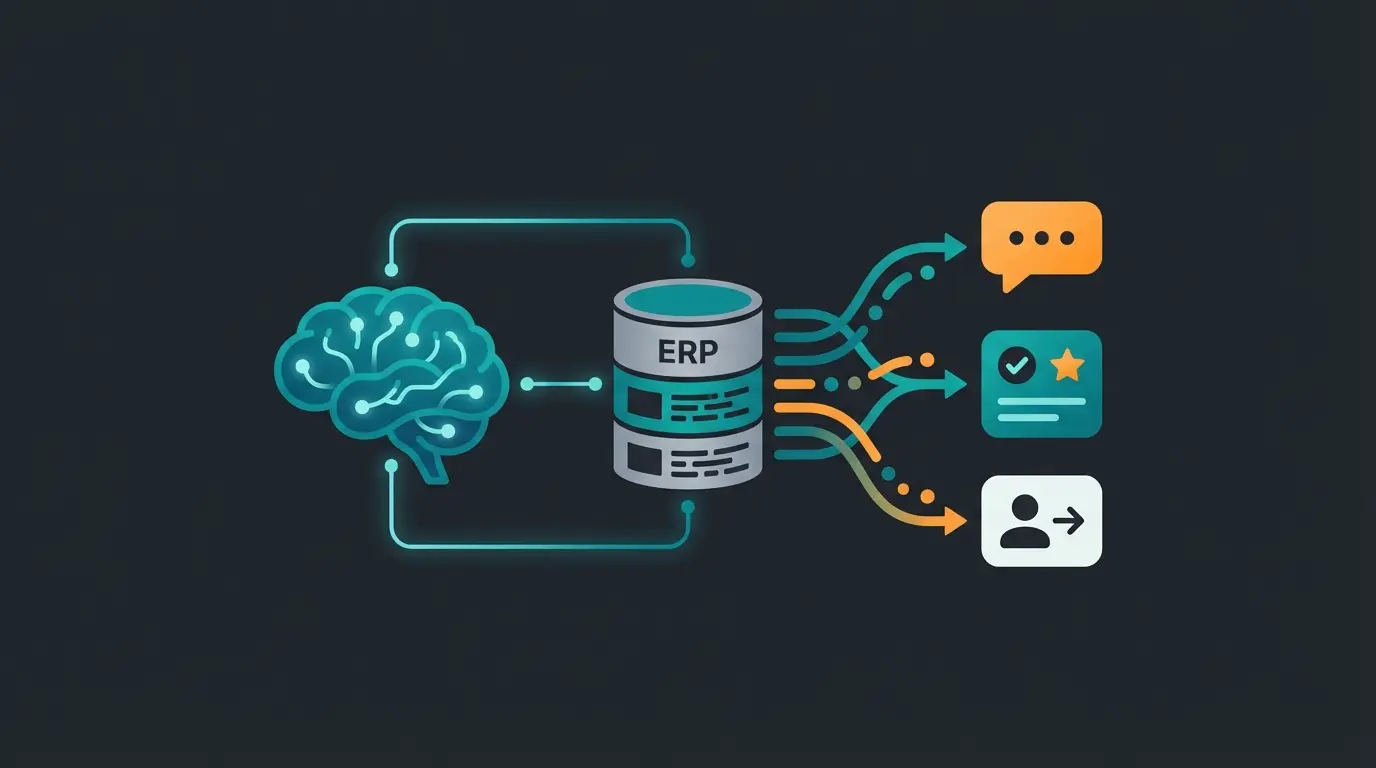 AI agent receiving structured data from ERP system to provide intelligent customer consultation
