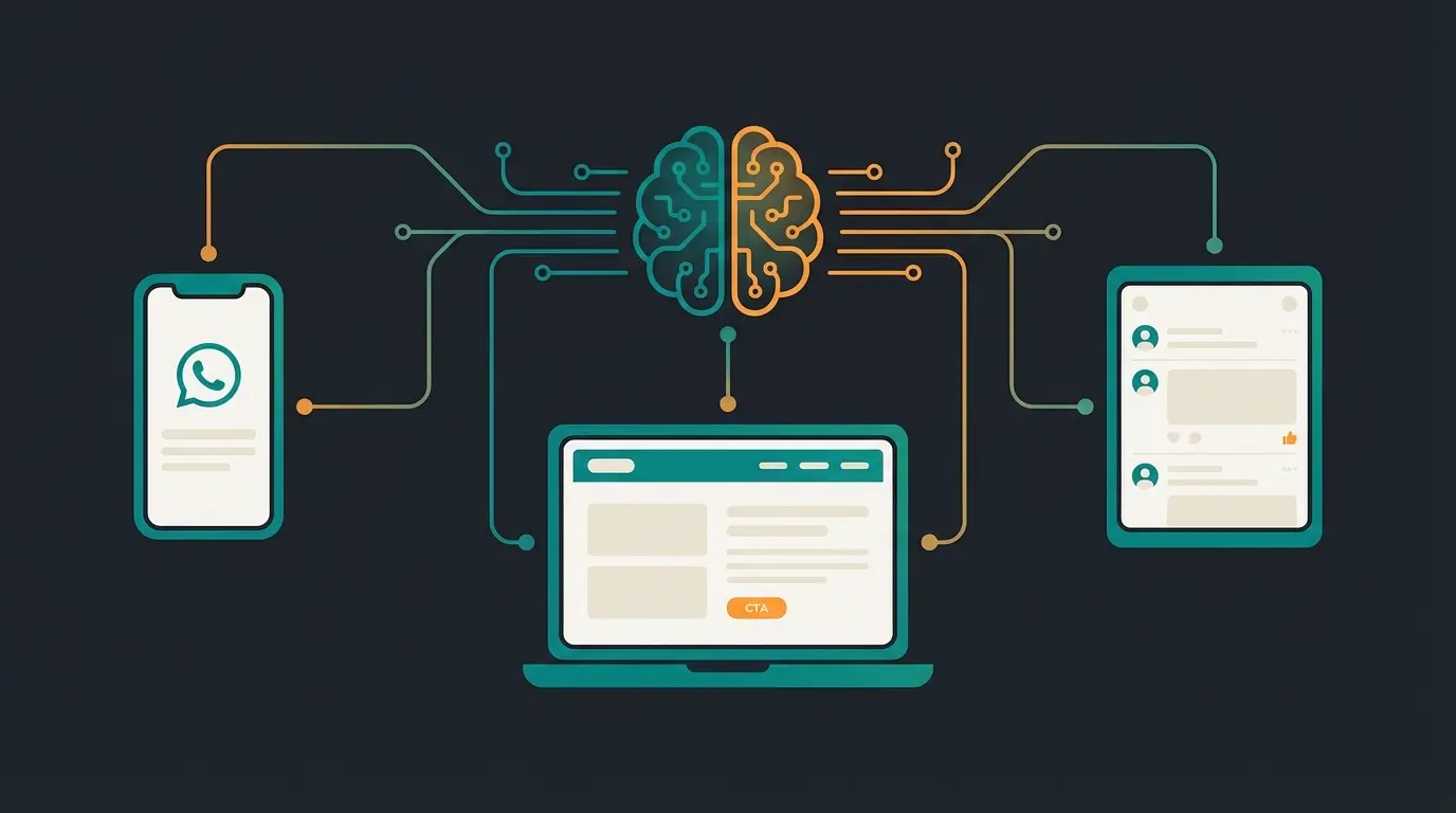 Illustration of multichannel chatbot integration across devices