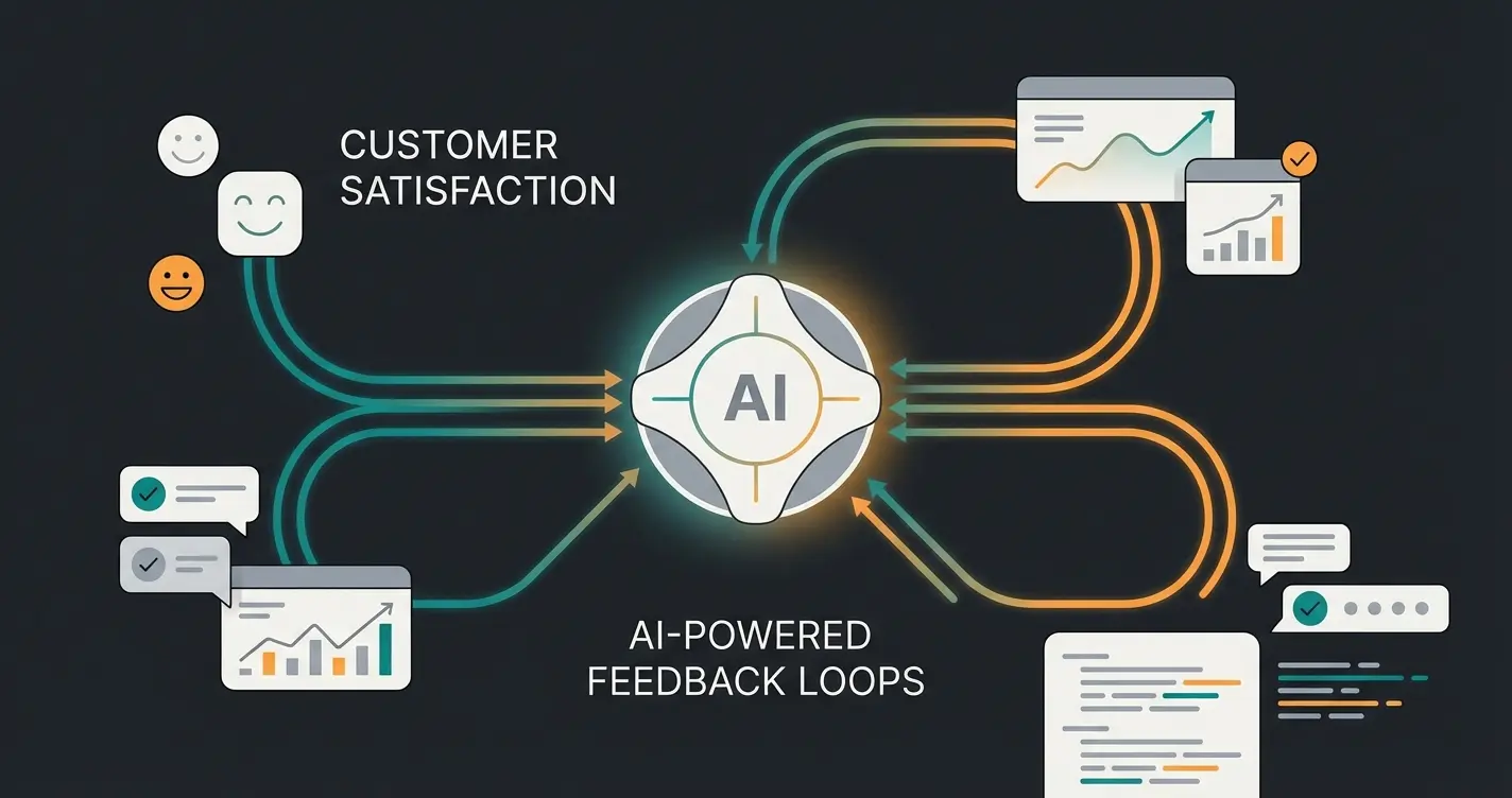 Illustration von zufriedenen Kunden, die durch KI schnelle Antworten erhalten
