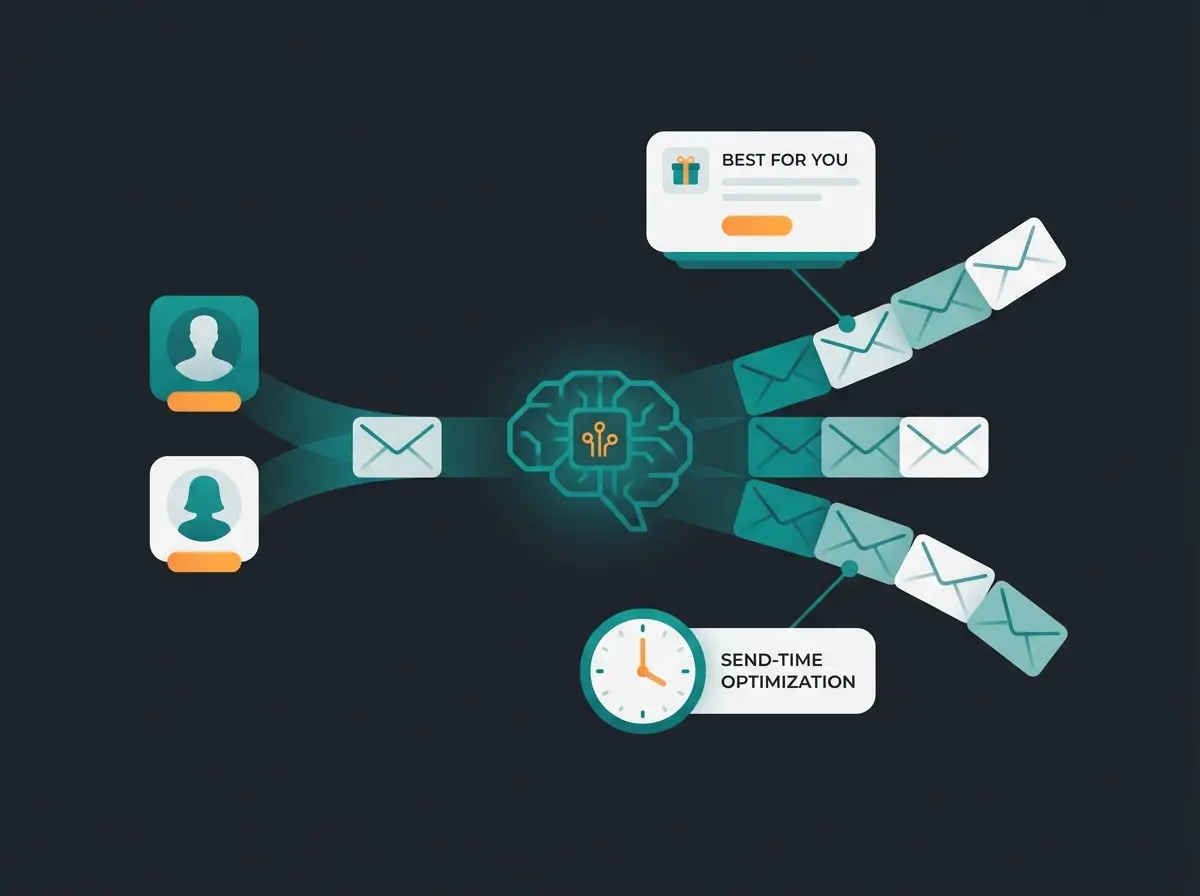AI-powered email personalization connecting customer data to automated newsletter campaigns