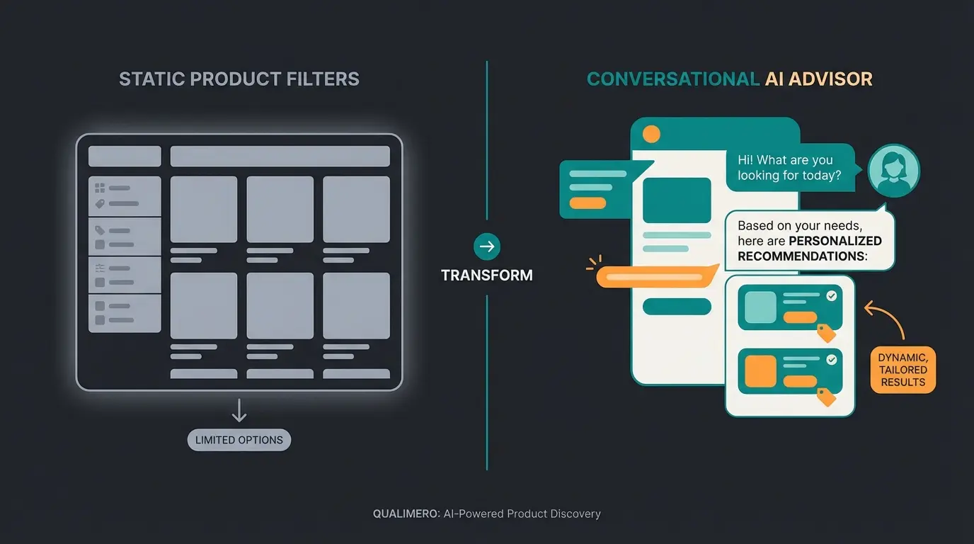 Vergleich zwischen statischen Produktfiltern und KI-gestützter Produktberatung