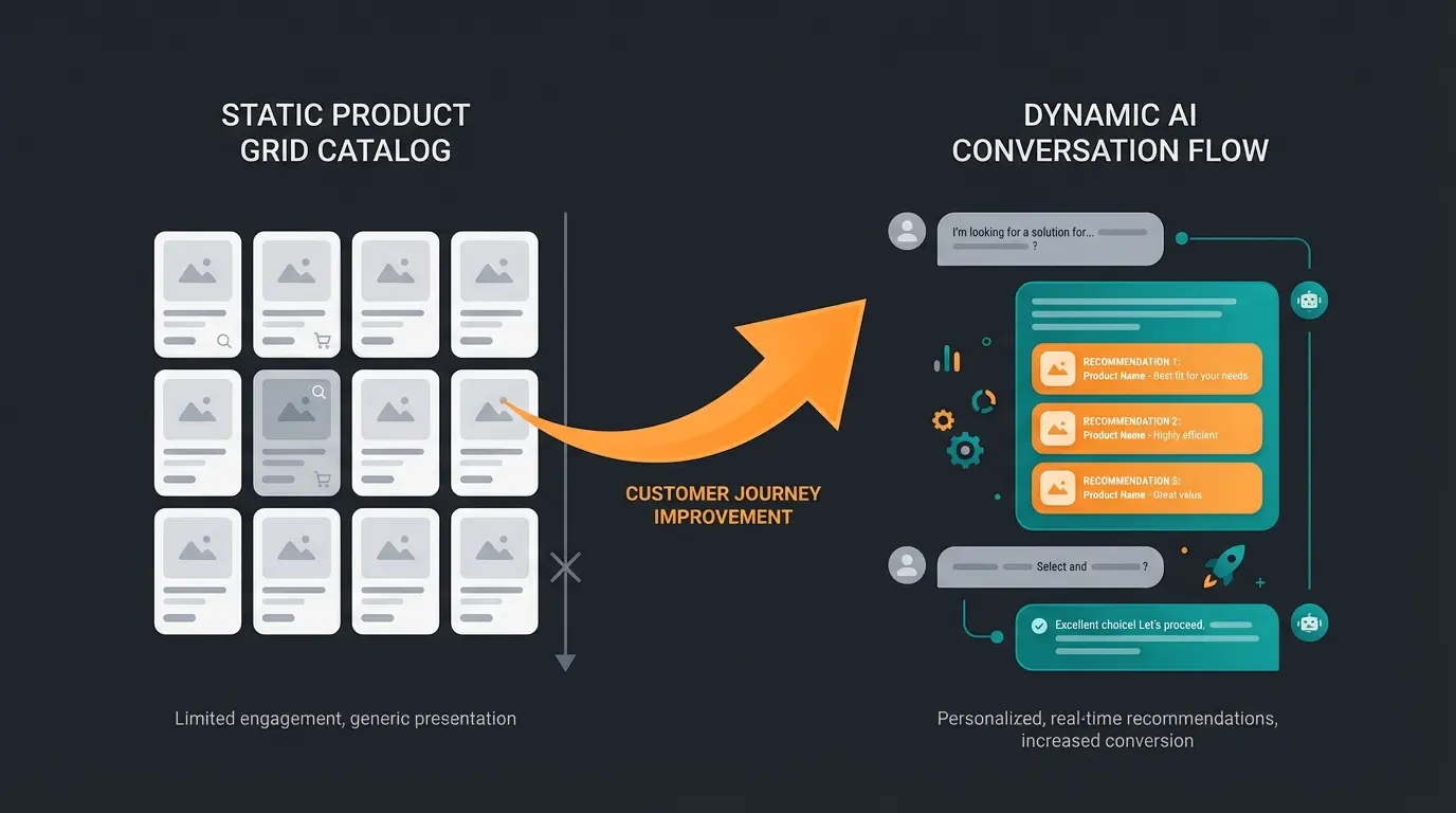 Comparison visualization between passive catalog shops and intelligent selling machines