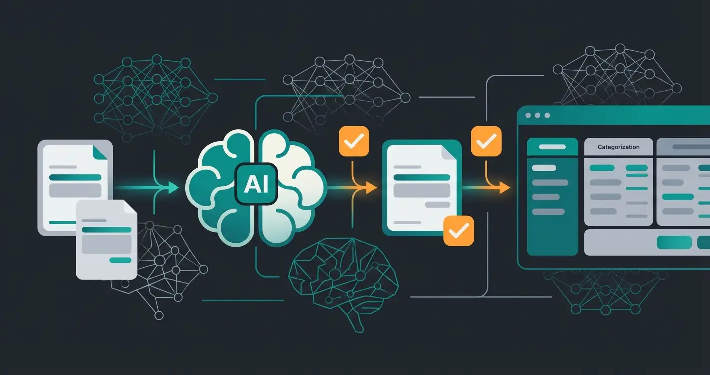 AI-powered accounting workflow showing data validation and pre-accounting process