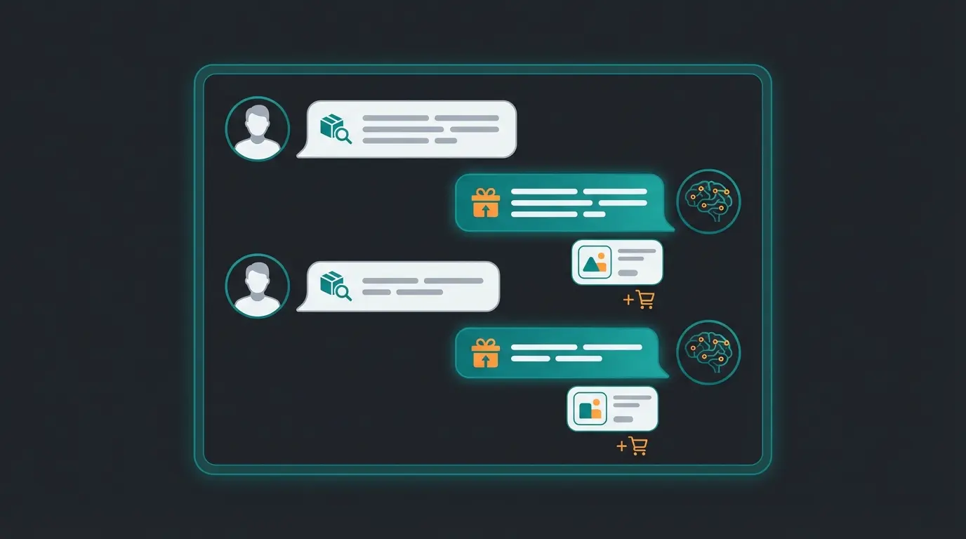 AI consultation interface showing contextual product recommendations based on customer needs