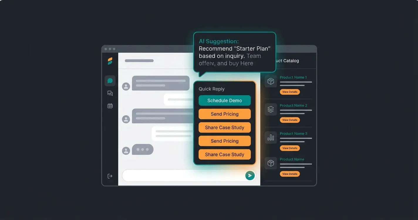 WhatsApp Business Desktop consultation cockpit interface with AI suggestion overlay