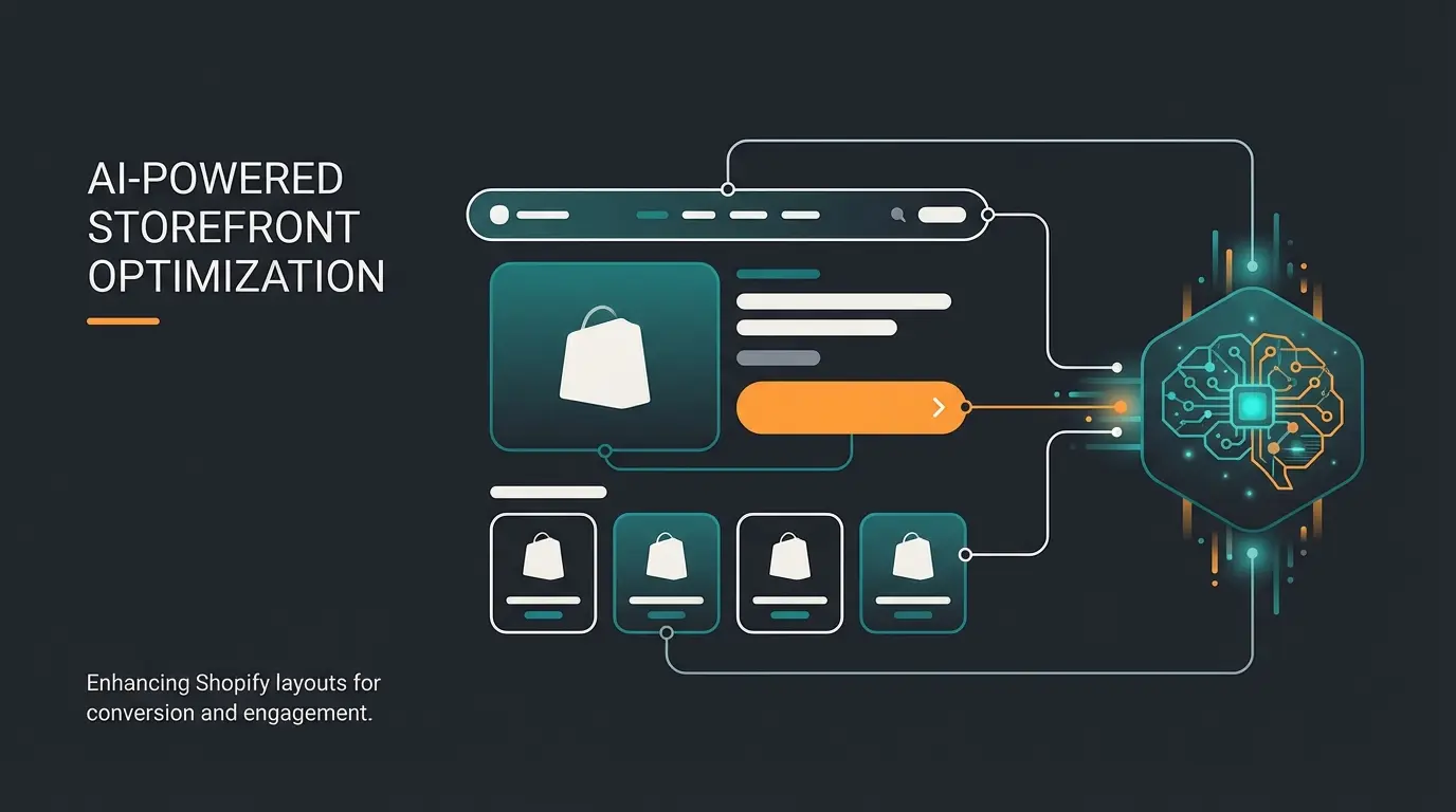 AI-optimized Shopify store design showing key conversion zones highlighted for improvement