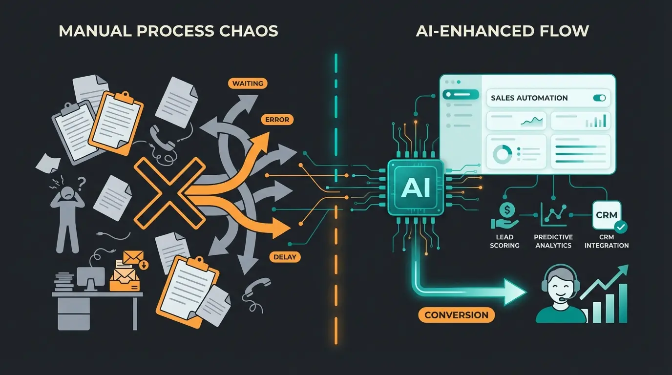Comparison of traditional sales funnel vs AI-enhanced hybrid funnel
