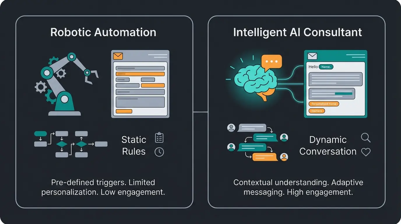 Vergleich zwischen klassischer Email-Automation und KI-gestützter Beratung