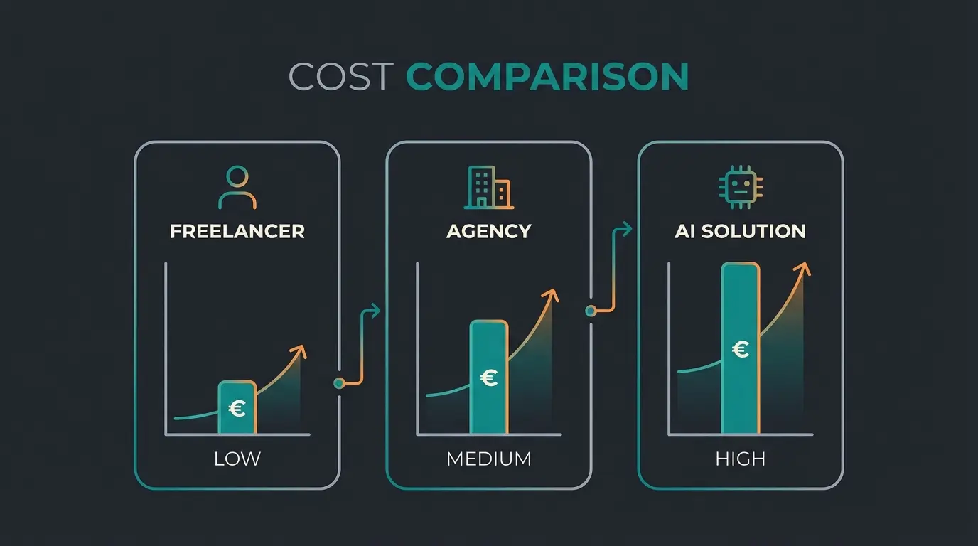 Kostenvergleich WooCommerce Entwicklung: Freelancer, Agentur und KI-Lösung Stundensätze und Projektkosten