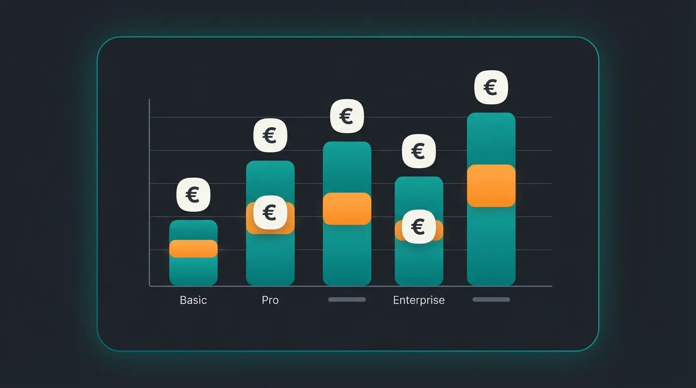 Kostenvergleich der Shopsysteme im ersten Jahr als gestapeltes Balkendiagramm