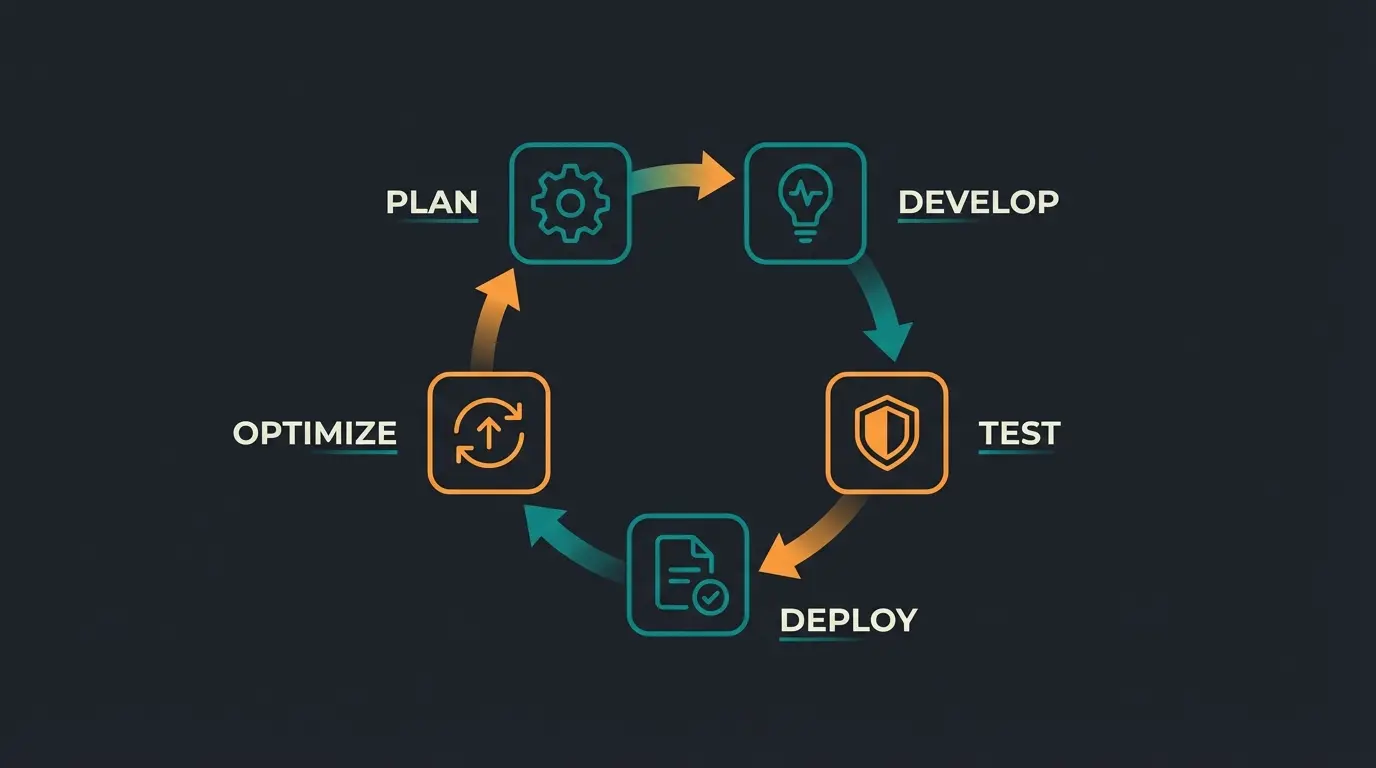 The 5-step CRO process cycle showing analyze, identify, hypothesize, test, and implement stages
