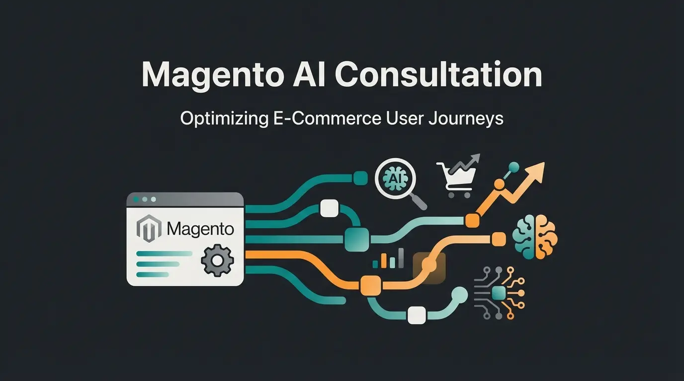 Magento SEO agency concept showing AI-powered product consultation enhancing e-commerce rankings and user experience