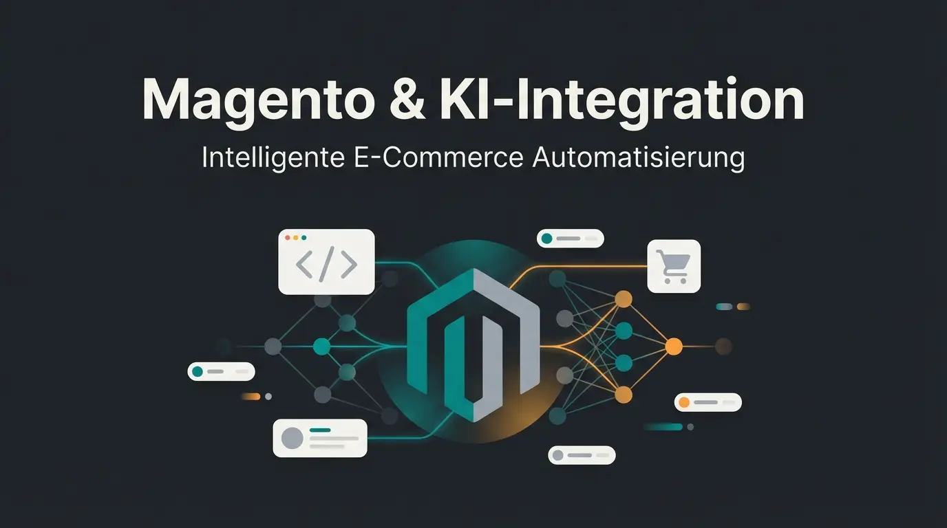 Magento Programmierer und KI-Integration im E-Commerce visualisiert
