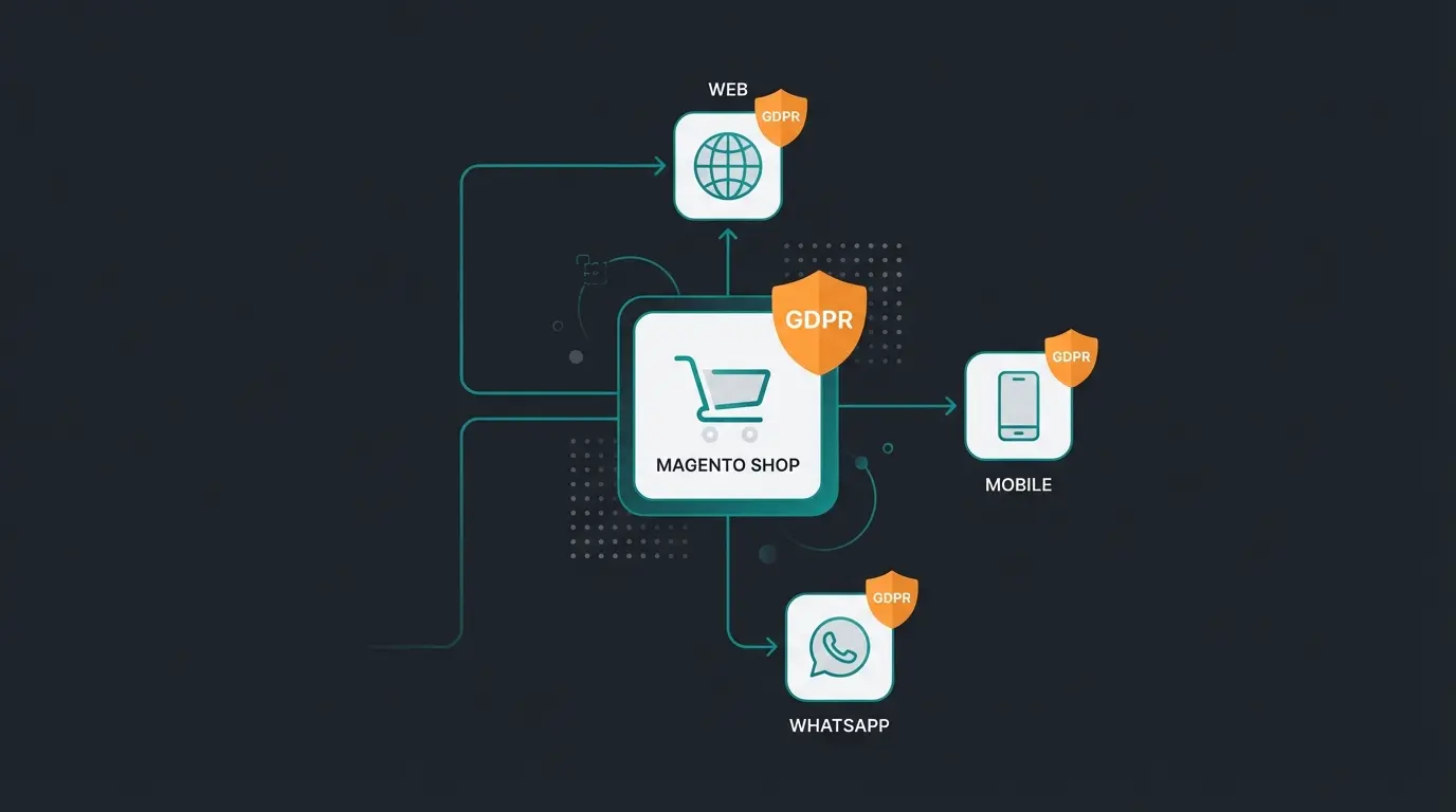 Multi-channel GDPR compliance architecture diagram