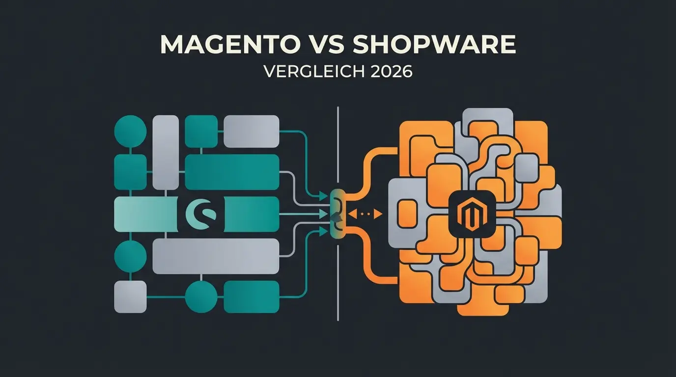 Vergleich der E-Commerce-Plattformen Magento und Shopware mit Architekturdiagrammen