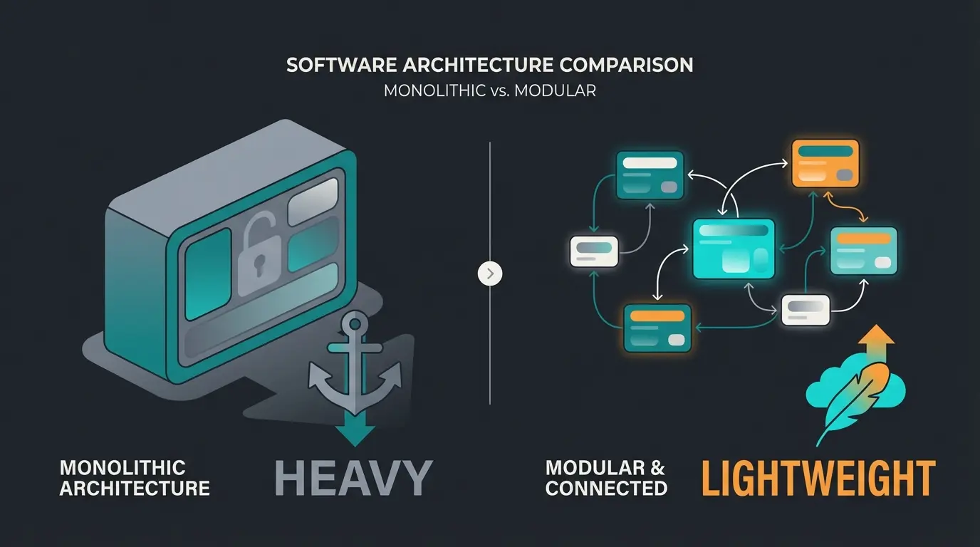 Comparison of monolithic ERP versus modular composable commerce architecture