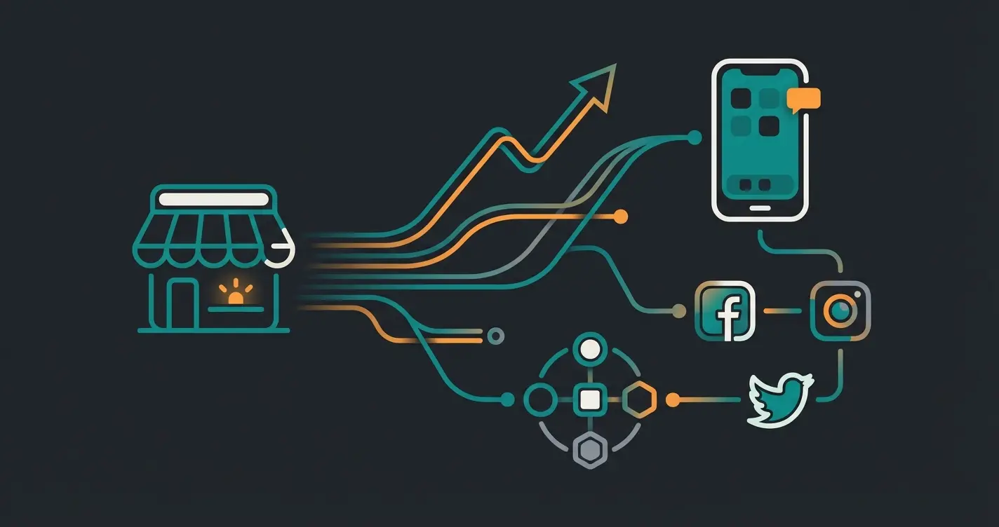 Shopify E-Commerce-Ökosystem: Online-Shop, Social Media und Marktplätze verbunden